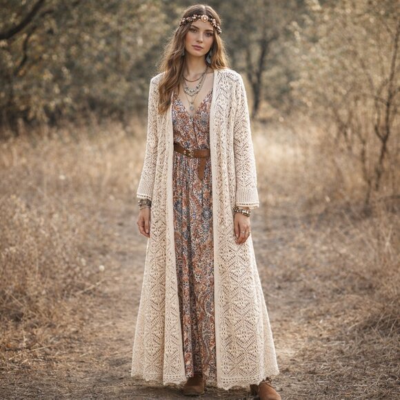 Aritzia Sweaters - Aritzia Sunday best Freshman open weave/knit cardigan creme women S crochet maxi